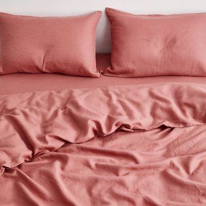 Bed Threads Pink Clay 100% Flax Linen Sheet Set - FULL